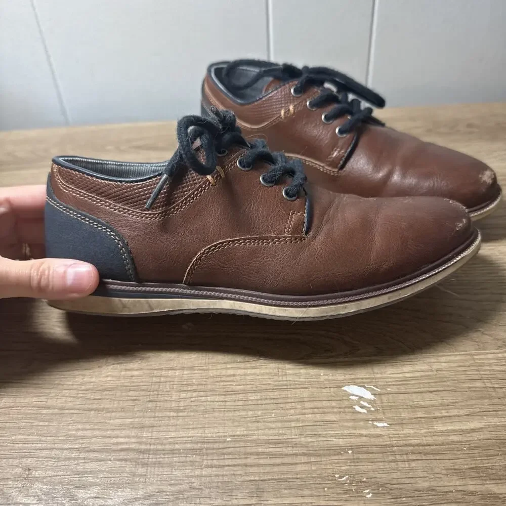 Sonoma Goods For Life Lochlan Boys Cognac Oxford Dress Shoes Size 1 A3